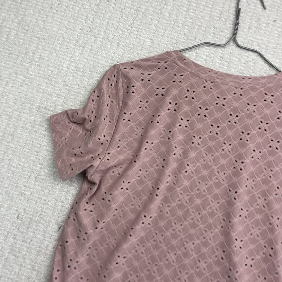 Jacqueline de Yong Womens T-Shirt Size Small Dusty Rose Eyelet Embroidery AOP - Picture 11 of 14